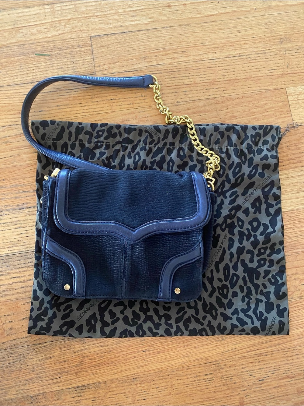 Rebecca Minkoff Blue Crossbody Bag with Gold Chain
